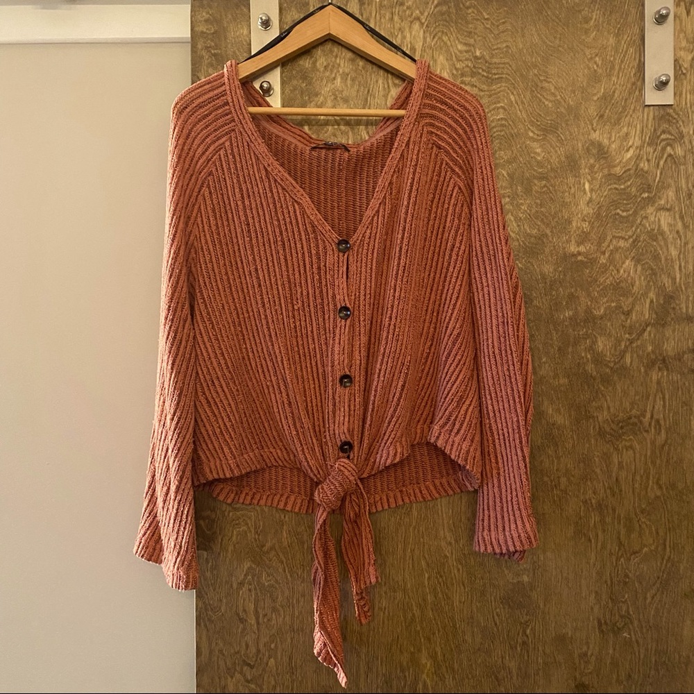 Cropped Bell Sleeve Tied Sweater from Lulu’s